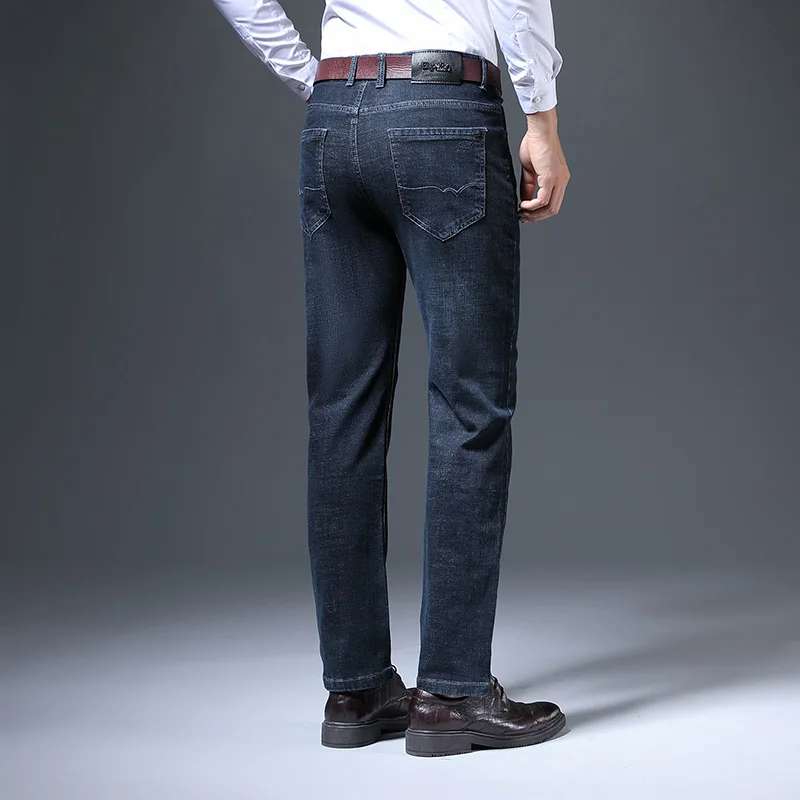 2022 New Young and Middle-aged Men's Jeans Men's Business Casual Pants Men's Fashion Straight Tube Thickened Korean Men's Pants