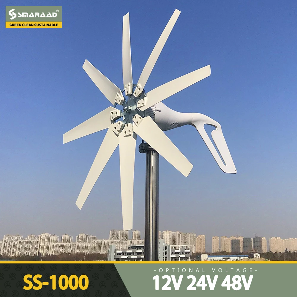 

Free Energy Wind Turbine Generator Power 1000w Internal Maglev 12v 24v 48v 800w Alternative Windmill with MPPT Hybrid Controller