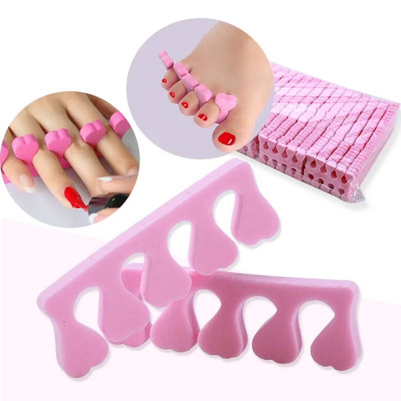 

100PCS/Pack Pink Nail Art Toes Separators Fingers Foots Sponge Soft Gel UV Tools Polish Manicure Pedicure
