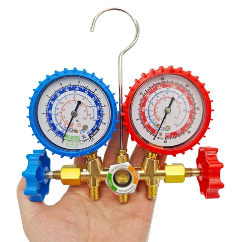 Двойной манометр для зарядки хладагента, дизайн ручки клапана, легко измерение давления. коллектор р134а коллектор