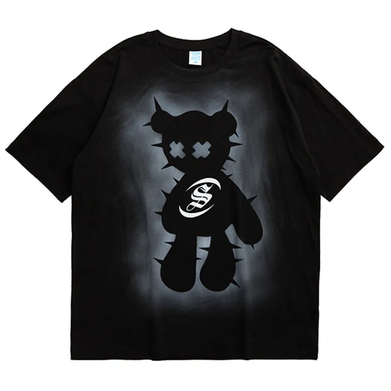 

Men Hip Hop Oversized T Shirt Streetwear Demon Print T-Shirt Harajuku Cotton Loose Tshirts Summer Fashion Short Sleeve Tops Tees