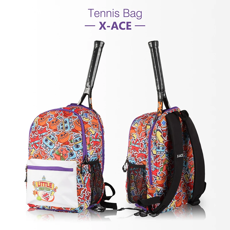 X-ACE Tennis Bag for Children Kids Large Capacity Sports Badminton Tennis Backpack with Shoe Compartment