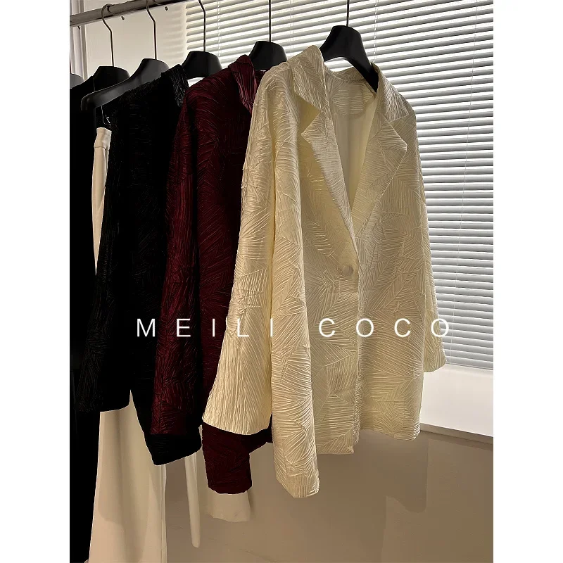 ALSEY 2024 осенний Новый модный однотонный Женский костюм с отложным воротником и