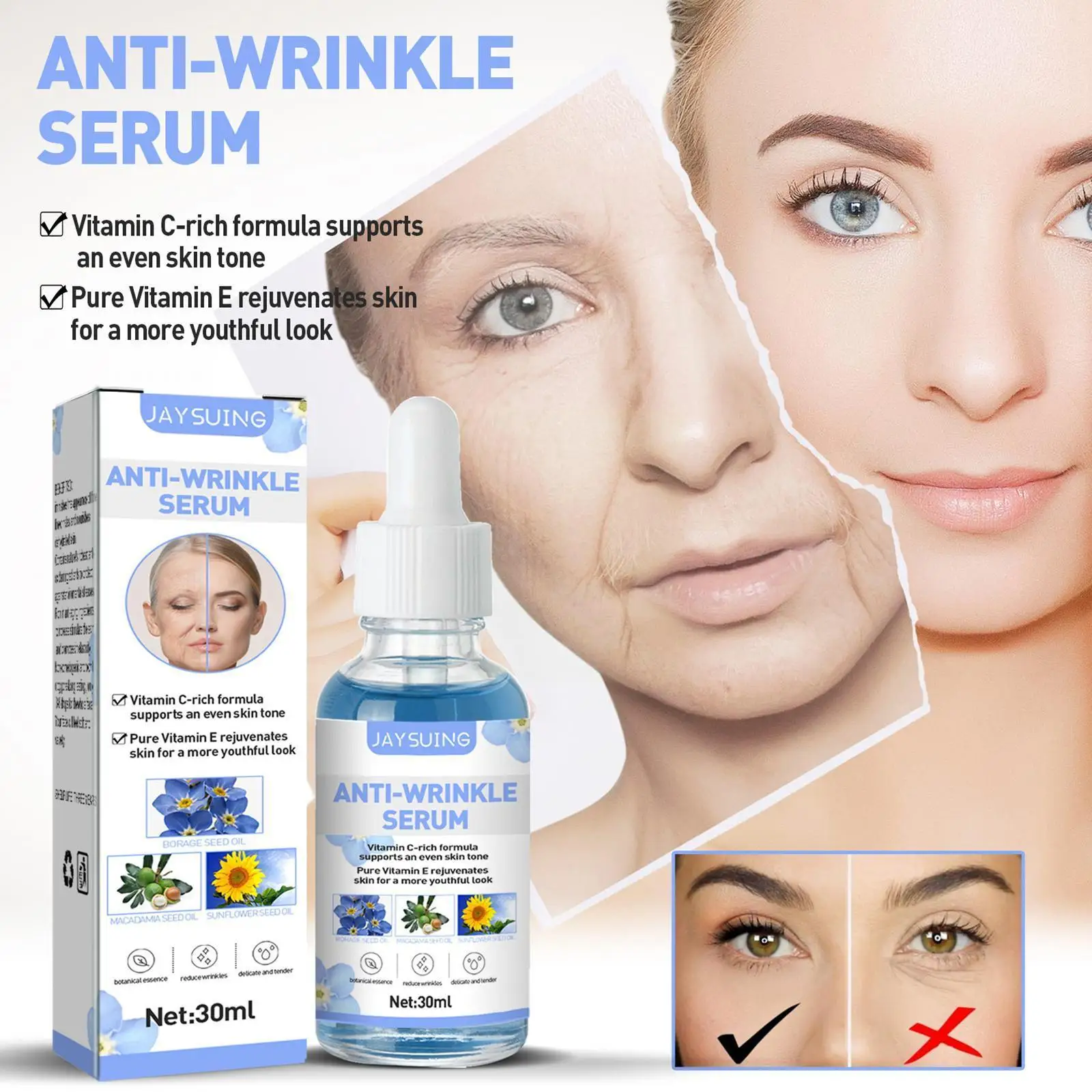 

Face Essence Anti-aging&Wrinkle Serum Natural Botanical Moisturizing Repairs Smooth Lines Loose Skin Fine Essence Dry I1R3