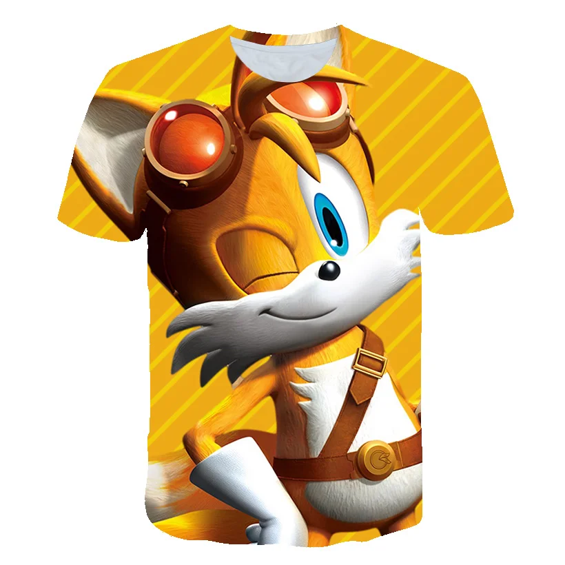 

Children's clothing Cute Sonic Pink Yellow T-shirt Funny T Shirt Kids Cartoon Baby Girls Boys Clothes Summer Tops