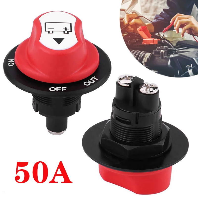 

50A Car Battery Rotary Disconnect Switch Safe Cut Off Isolator Power Disconnecter for Auto Truck Motorcycle Boat Accessories