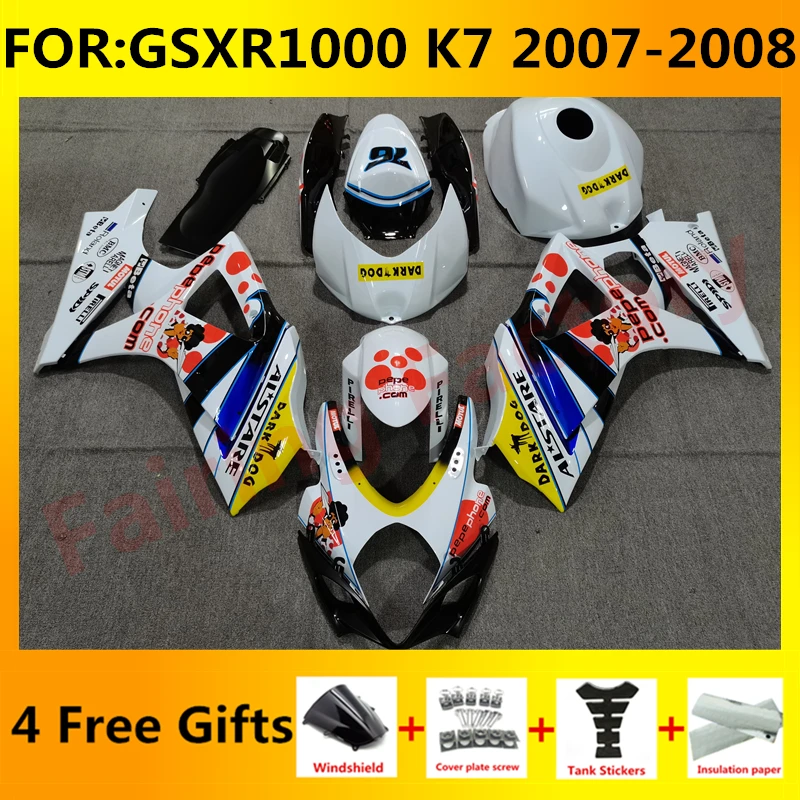 

NEW ABS Motorcycle Whole Fairing kit fit for GSXR1000 GSXR 1000 07 08 GSX-R1000 K7 2007 2008 full Fairings kits set white blue