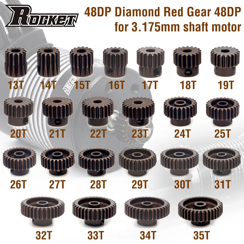 Набор шестерней с алмазным двигателем Rocket 48DP 3,175 мм, 13T-35T, для радиоуправляемых машинок-багги F540 1/10 1/12, двигатель F540 1/14, 3 шт.