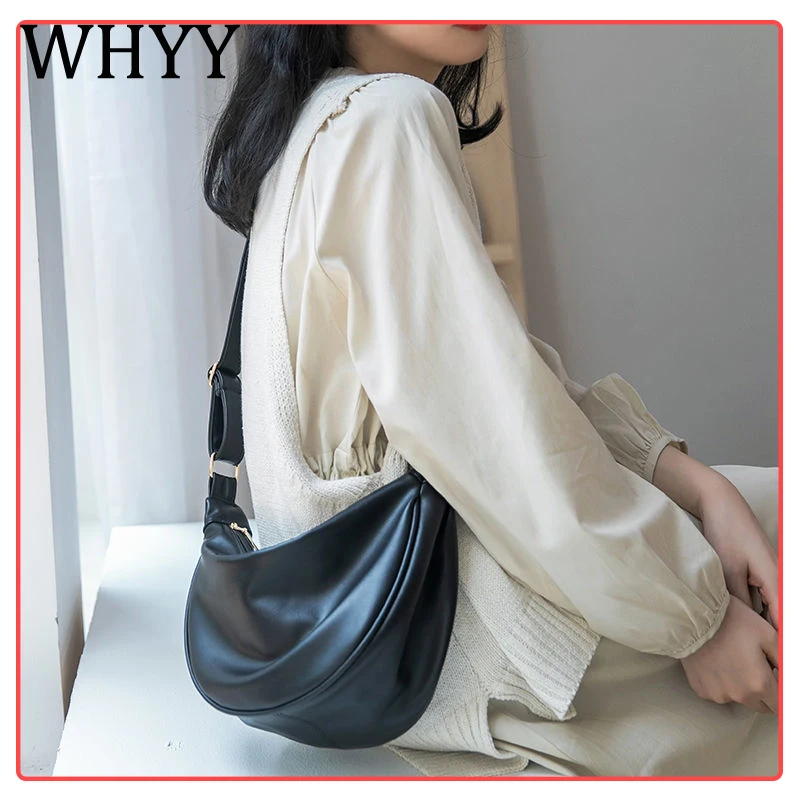 

WHYY Exquisite Women Shoulder Bag Solid Color Armpit Designer Underarm Bags Leisure Ladies Crescent Daily Dumpling Bags