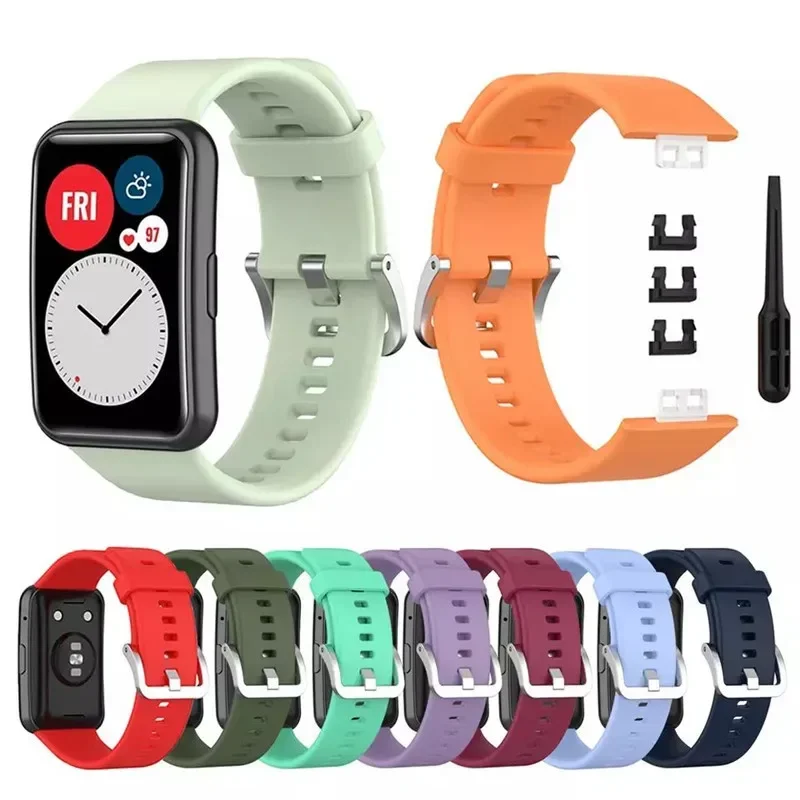 Фото Резиновый ремешок для часов Huawei Watch Fit TIA-B09, сменный ремешок для Huawei Watch Fit TIA-B19, спортивный браслет, ремешок на запястье Correa №1