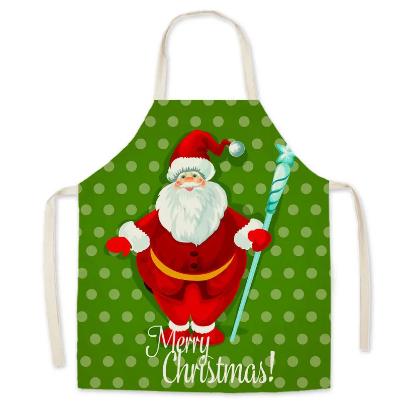 

Фартук льняной с рисунком Санта-Клауса, без рукавов