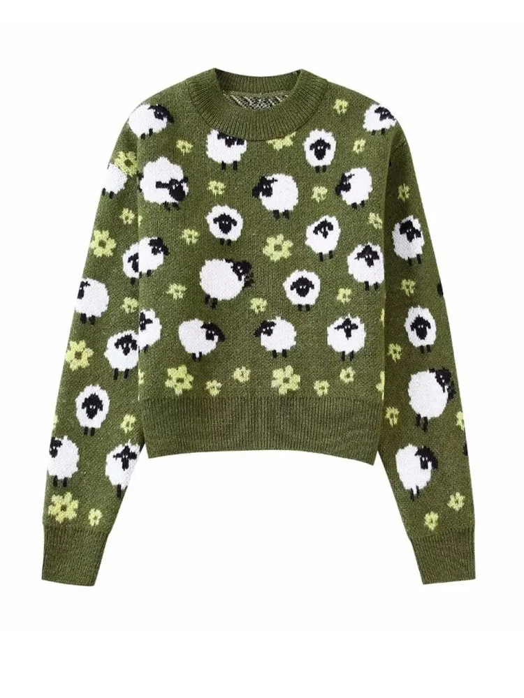 

Fashion Knitting Pullover Sweaters 2022 Autumn Sweet Jacquard O-Neck Female Elegant Street Sweater Clothing