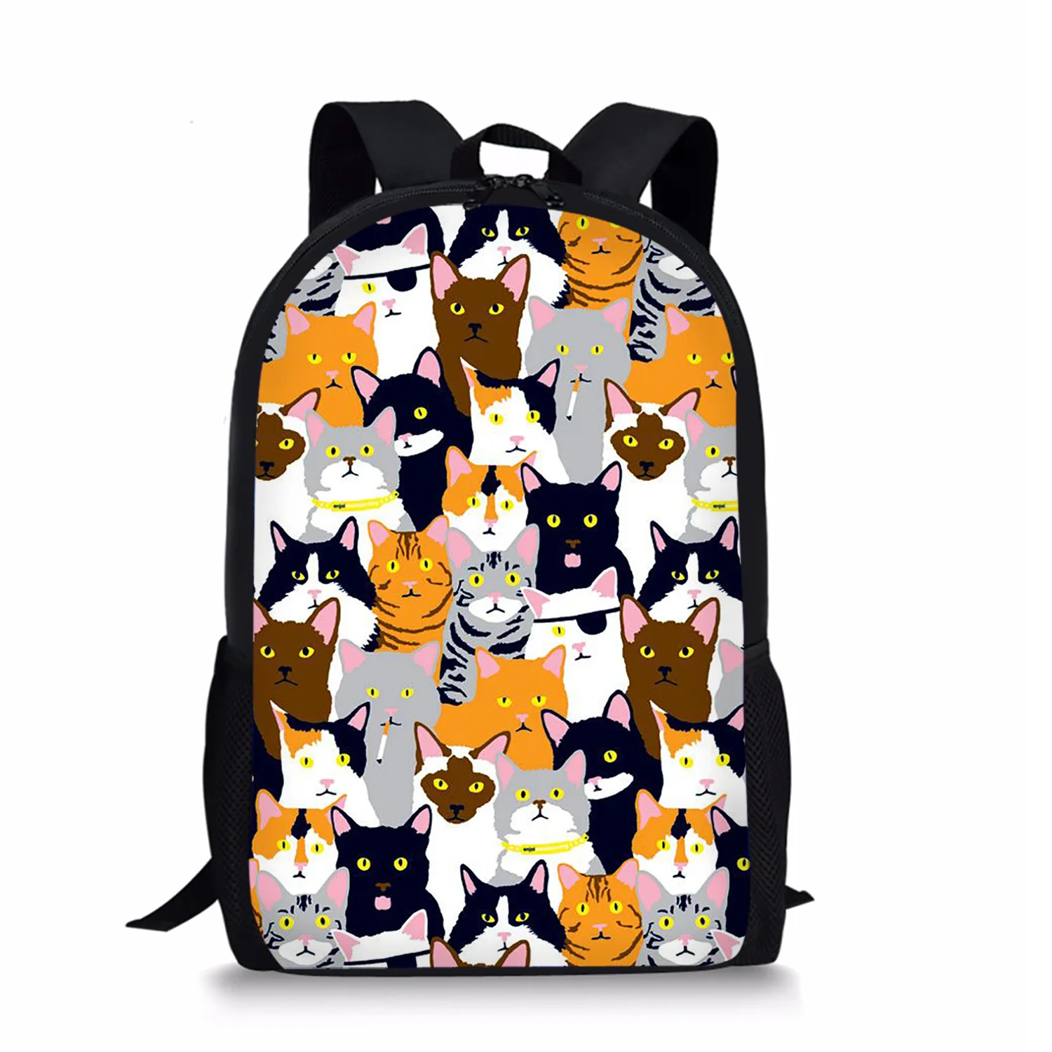 Cat Print Backpack Portable Casual Outdoor Travel Children's Knapsack Durable Large Capacity School Bags for Girls Boys