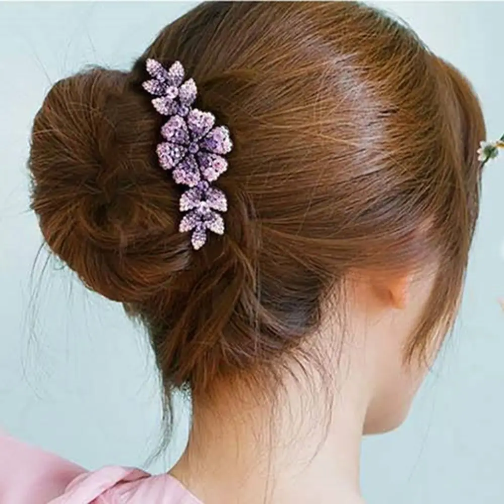 

Fashion Bride Hair Jewelry Bride Headpiece Women Headdress Hairpin Hair Comb Shiny Rhinestone Inlaid Flower
