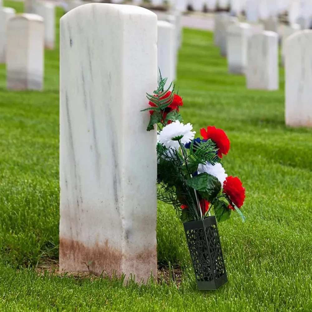 

Пластиковая ваза для кладбища для гравировки, черная ажурная ваза для цветов, антидеформированный держатель для цветов с длинными шипами, С...
