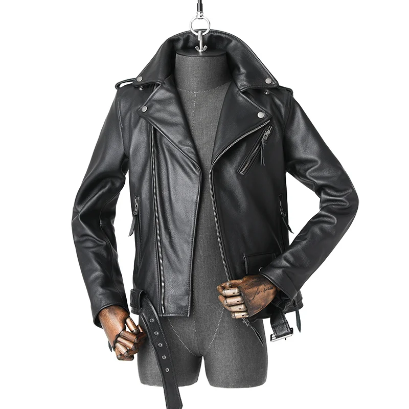 

Spring Autumn Men's Top Layer Cowhide Outdoor Motorcycle Riding Battle Pure Leather Jacket Combat Sport Training Hunting Coat