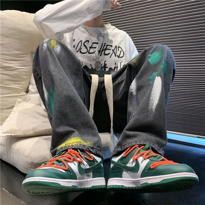 DEEPTOWN Classic Black Jeans Men Streetwear Straight Denim Pants Fashion Loose Casual Trousers Male Hip Hop Youth Korean Spring