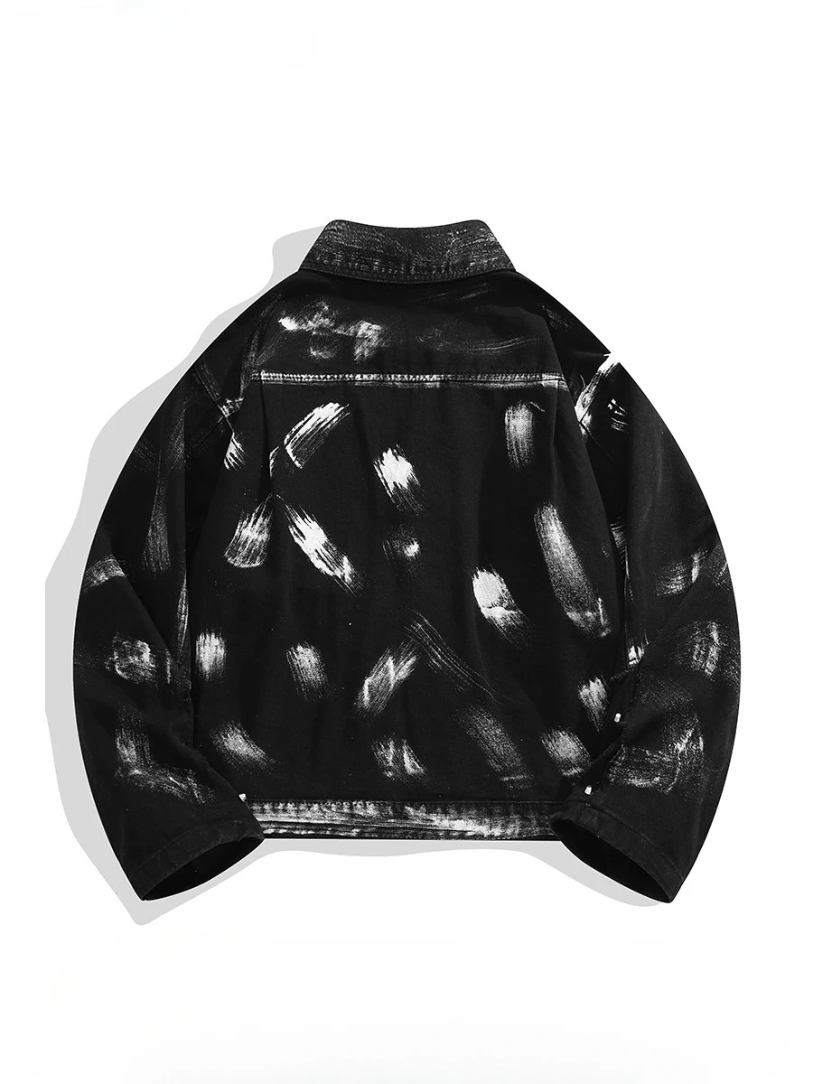 Модные уличные американские свободные джинсовые куртки с принтом граффити