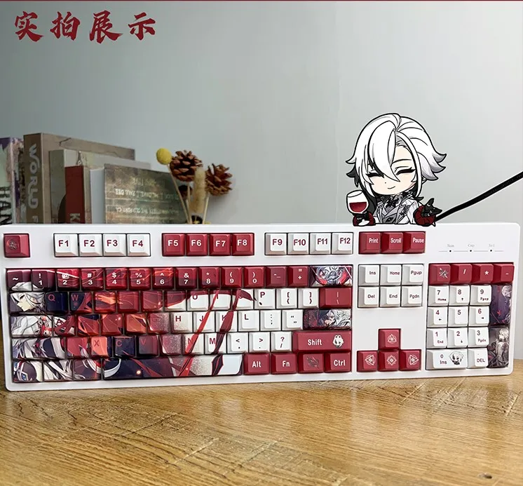 Колпачки для клавиш Arlecchino 128 PBT колпачки клавиатуры Genshin с сублимационной печатью