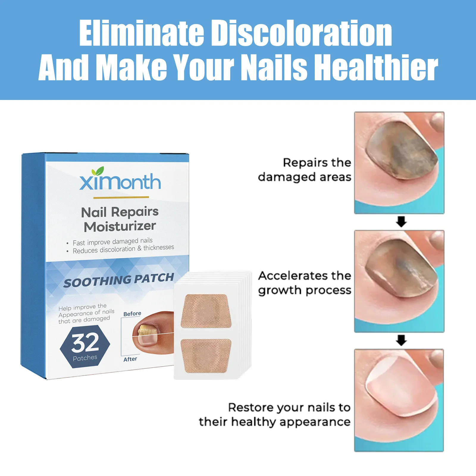 

32 шт., противогрибковые наклейки для ногтей