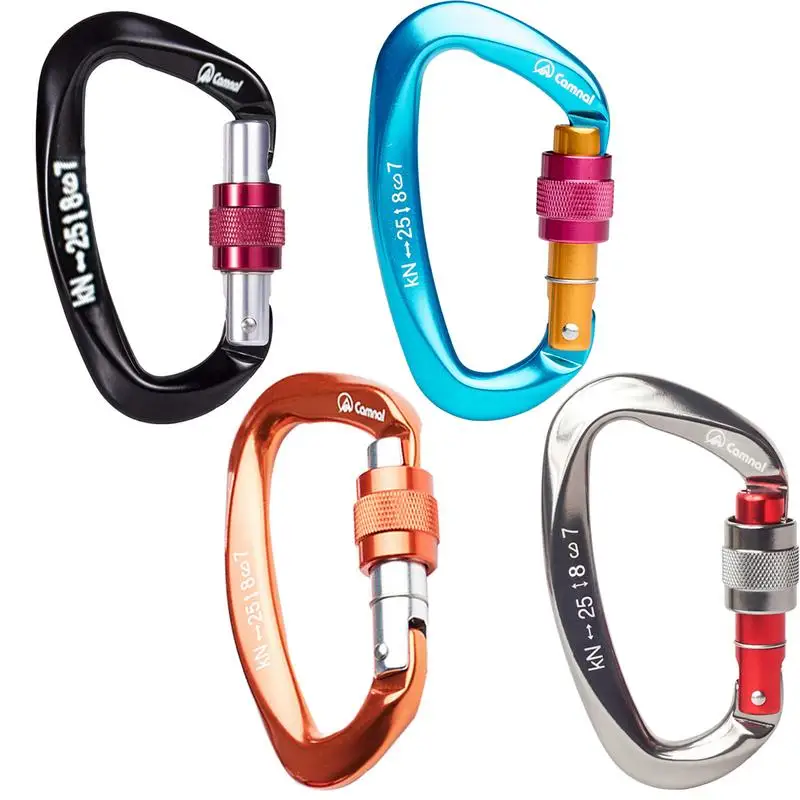 

Карабин для альпинизма, карабин для скалолазания, крепкий D-образный защитный карабин с винтовым замком, оборудование для альпинизма