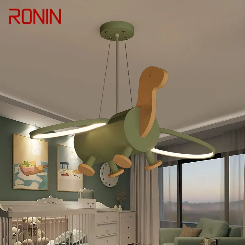 

RONIN Children's Dinosaur Pendant Lamp LED Creative Green Cartoon Light For Kids Room Kindergarten With Remote Control