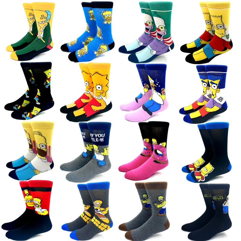 

1 Pair Harajuku The Simpsons Autumn Women Men Socks Cartoon Personality Skateboard Socks Anime Middle Tube Cotton Unisex Socks