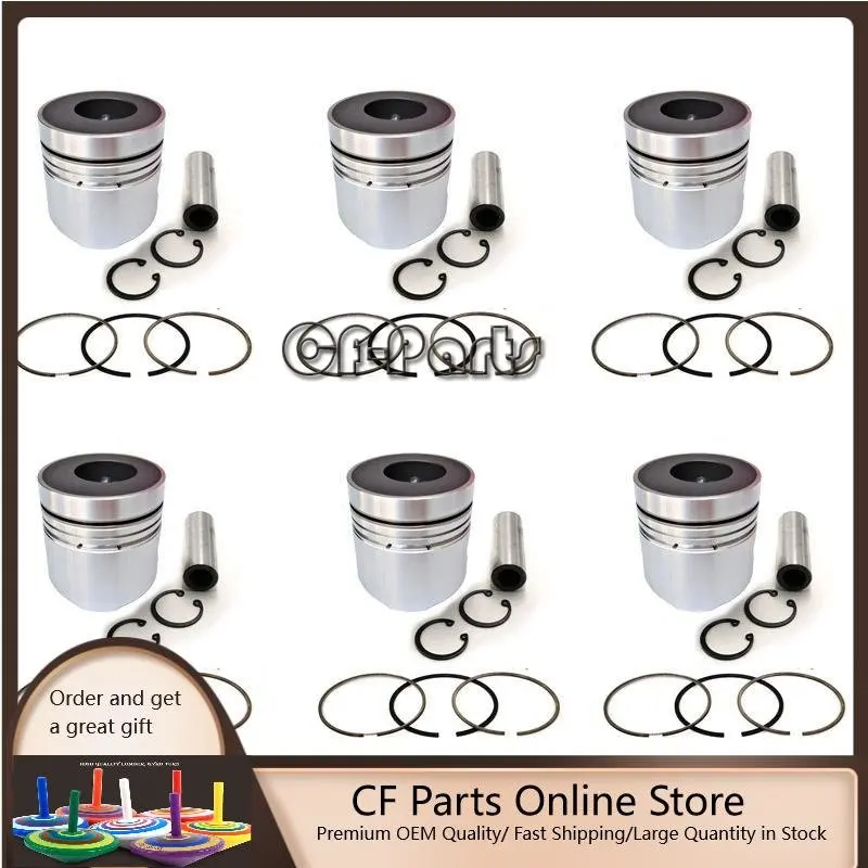 New 6 Sets STD Piston Kit With Ring 12011-95114 Fit For Nissan NE6TA Engine 110MM | Pistons Rings Rods &amp Parts