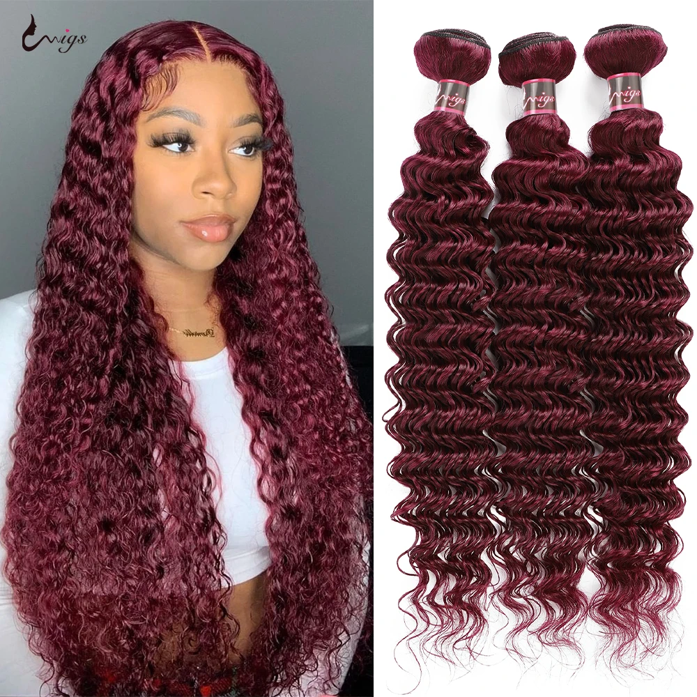 Ed Red Human Hair Bundle Deals Hair Extensions
