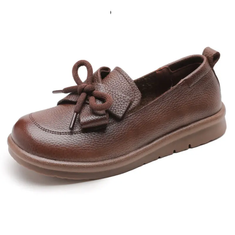 

Лоферы женские из натуральной кожи, удобные туфли-оксфорды, на резиновой подошве, без застежки, с бантом-бабочкой, 3 см, для отдыха, летние