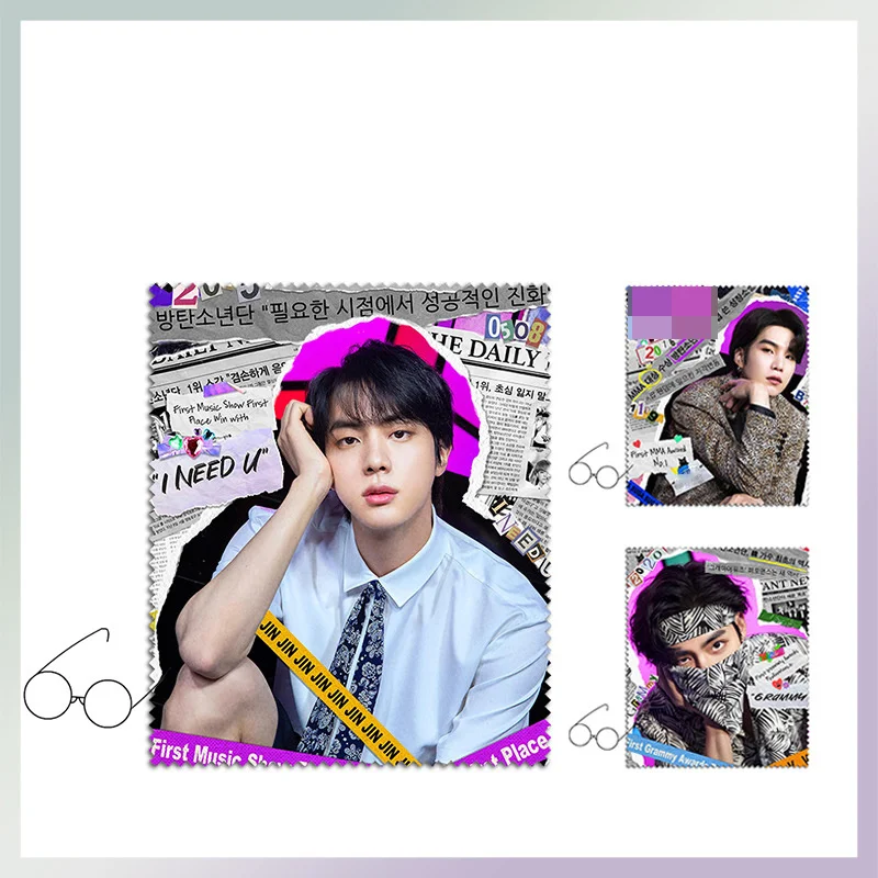 

Wholesale Kpop Bangtan Boys New Album 9TH ANNIVERSARY FAMILY Microfiber Glasses Cleaning Cloth For Lens Kim Tae Fans Collection