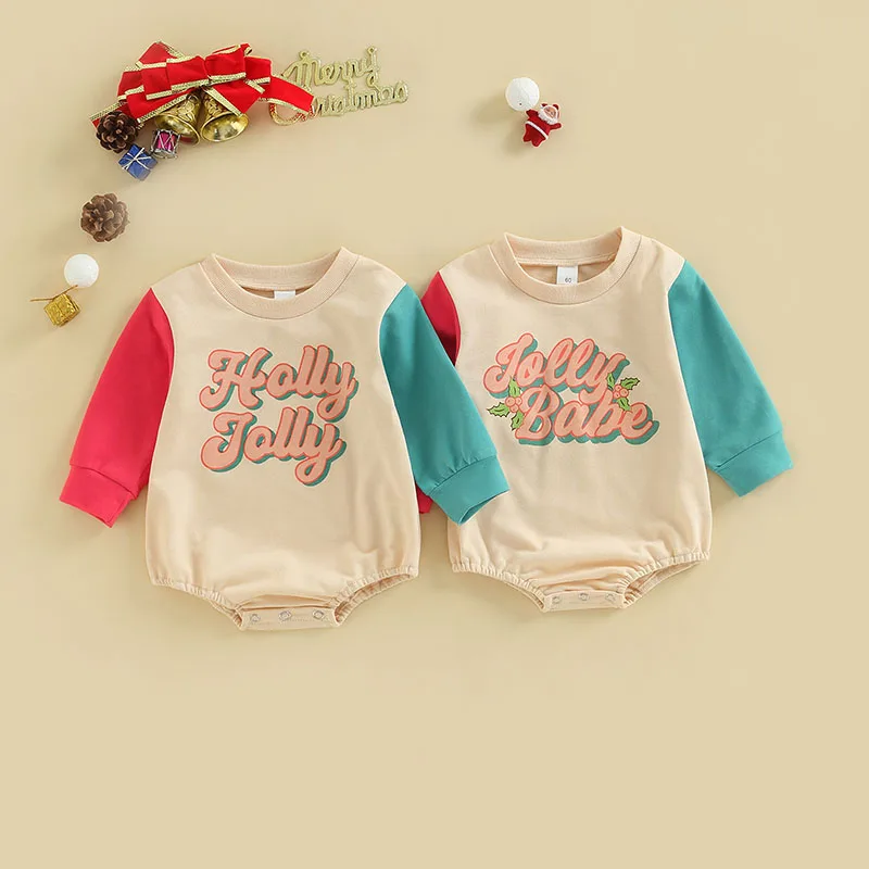 

Baby Boys Girls Sweatshirts Rompers Clothing Autumn Toddler Newborn Long Sleeve Letter Print Patchwork Jumpsuits Clothes0-18M