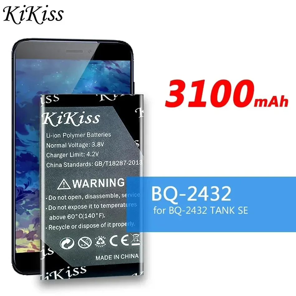 Портативная батарея KiKiss емкостью 3100 мАч для BQ BQ-2432 BQ2432 TANK SE Bateria