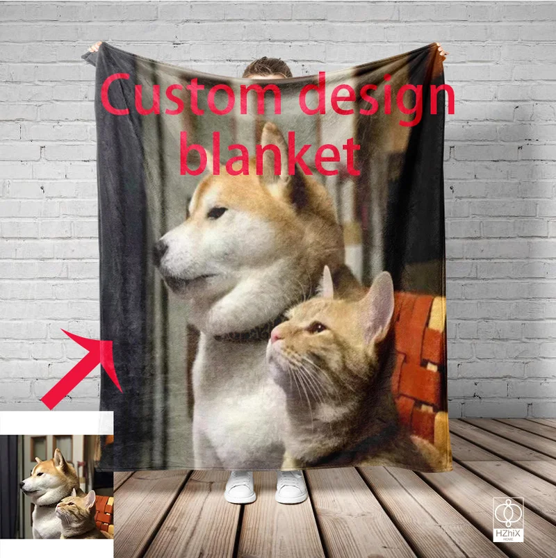 

Custom Pet Blankets Custom Flannel Throw Blanket Personalized Photo Fleece Blanket for Sofa Gift Customized DIY Print on Demand