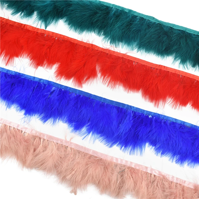 

1Meter White Fluffy Marabou Feathers Tassel Fringe Trim Turkey Feather Ribbon Clothes Sewing Trimmings Wedding Dress Decoration