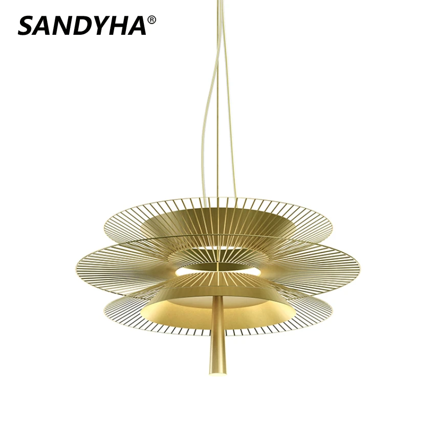 

SANDYHA Newest Creative LED Pendant Light Hollow Metal Chandelier Interior Decor Living Dining Bedroom Hotel Indoor Hanging Lamp