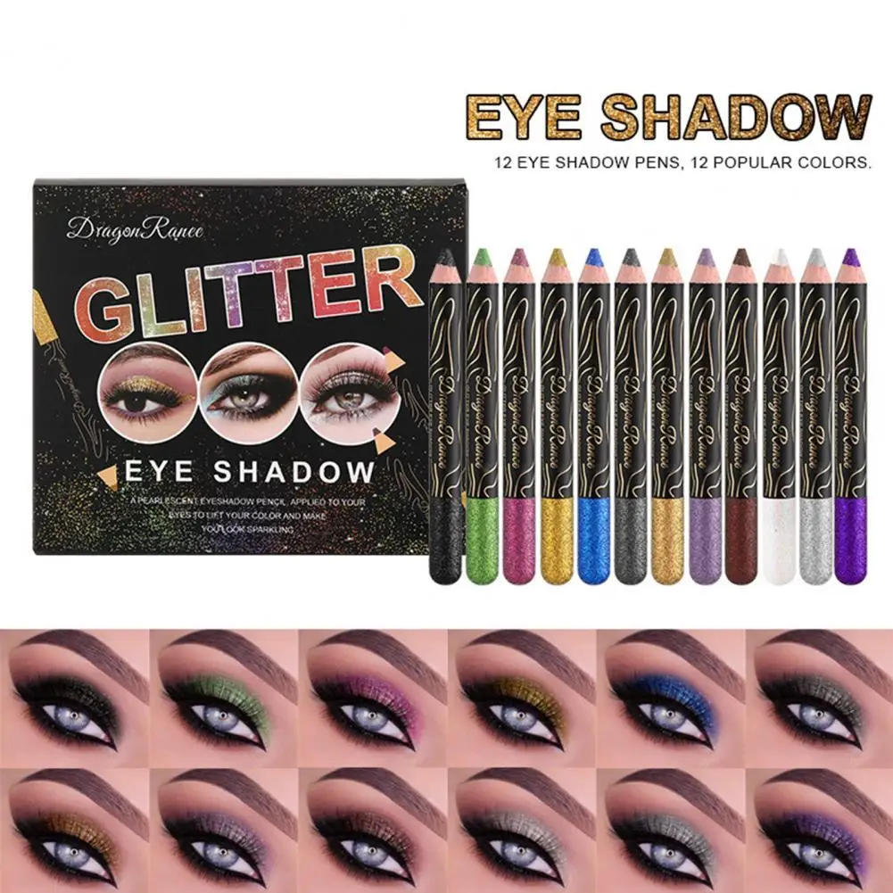 

12 шт./компл. увлекательные тени для век Карандаш великолепные тени для век ручка Сияющие блестящие тени для век для вечеринки макияж для жен...