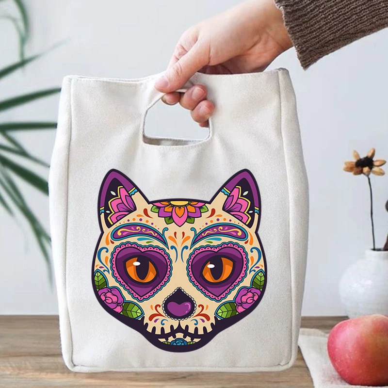 

Sugar Skull Mexico Print Original Pattern Portable Durable Tote Lunch Bags Casual Fashion Food Insulation Camping Office Bags