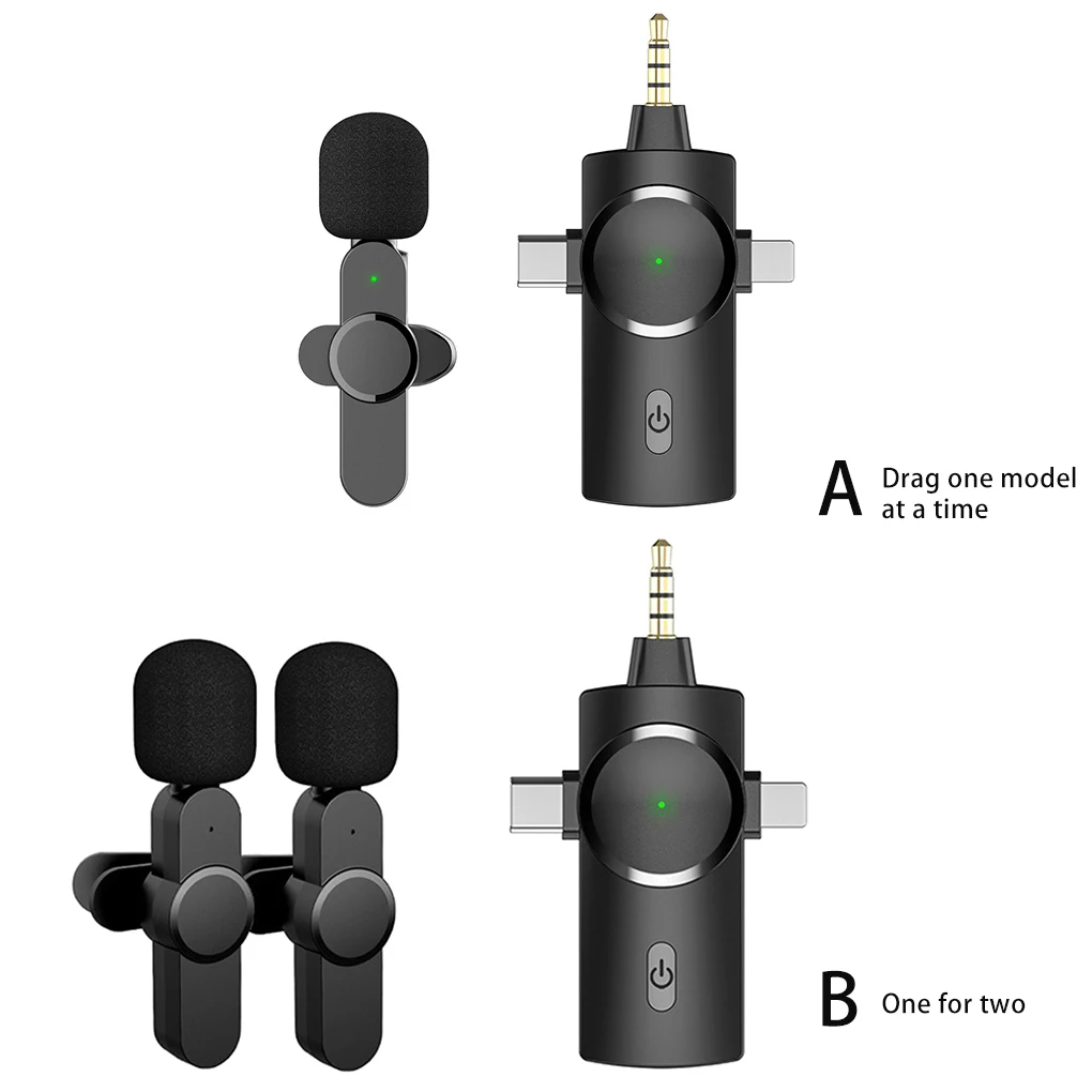 

Wireless Clip On Microphone Live Streaming Mic Noise Reduction Type-C Reverberation Microphones for Smartphone Type 2