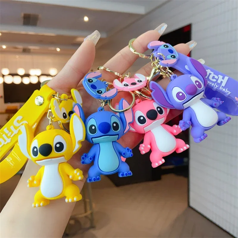 

Disney Stitch Anime Dolls Keychain Cartoon Model Key Ring Fashion Couple Bag Ornament Key Chain Car Girl Pendant Christmas Gift