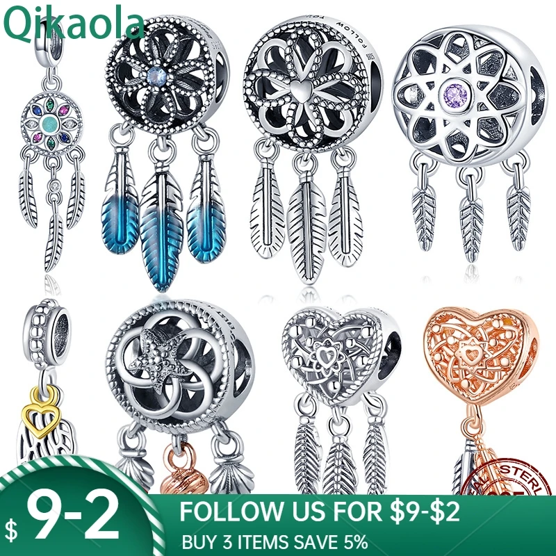 S925 Стерлинговое Серебро Сияющий Ловец снов серии Шарм Подходит оригинальный 3 мм