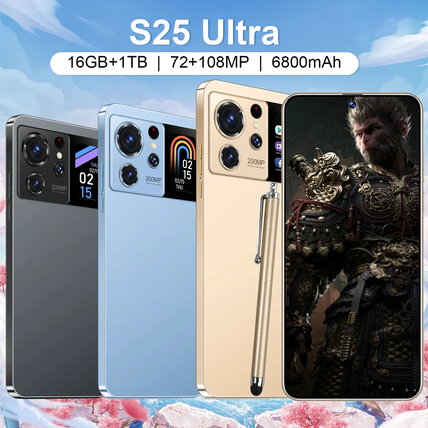 S25 Ultra New Смартфон 5G 7 3-дюймовый Android 13 высокой четкости Snapdragon 8 gen2 10-ядерный телефон