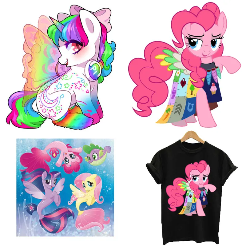 

Cartoon Unicorn Pony Anime Patches Stickers for Kids Iron-on Transfers for Clothing Thermoadhesive Patches on Clothes Appliques