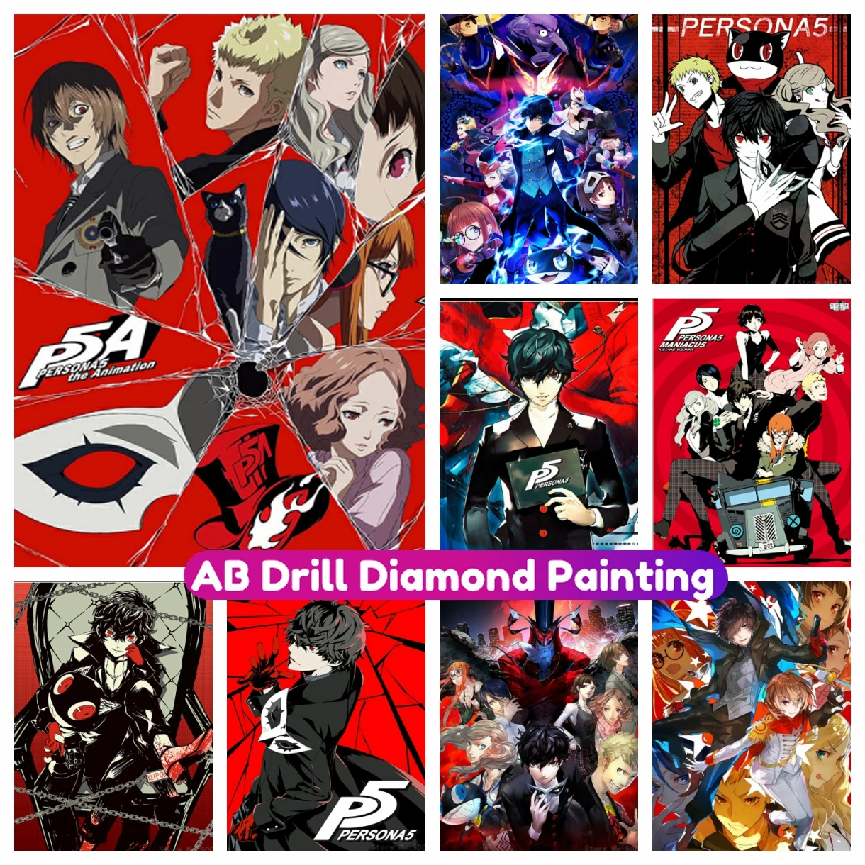 

Persona 5 AB Diamond Painting Embroidery Cross Stitch Kit Japanese Anime 5D DIY Full Drill Mosaic Handicraft Upholstery New