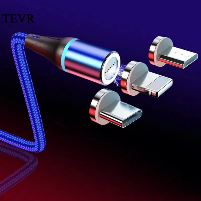 

3A Super Fast Charge Magnetic Charging Cable Micro USB Type C USB C Cord Phone Charger Wire Magnet Cable 360 Degree Rotate