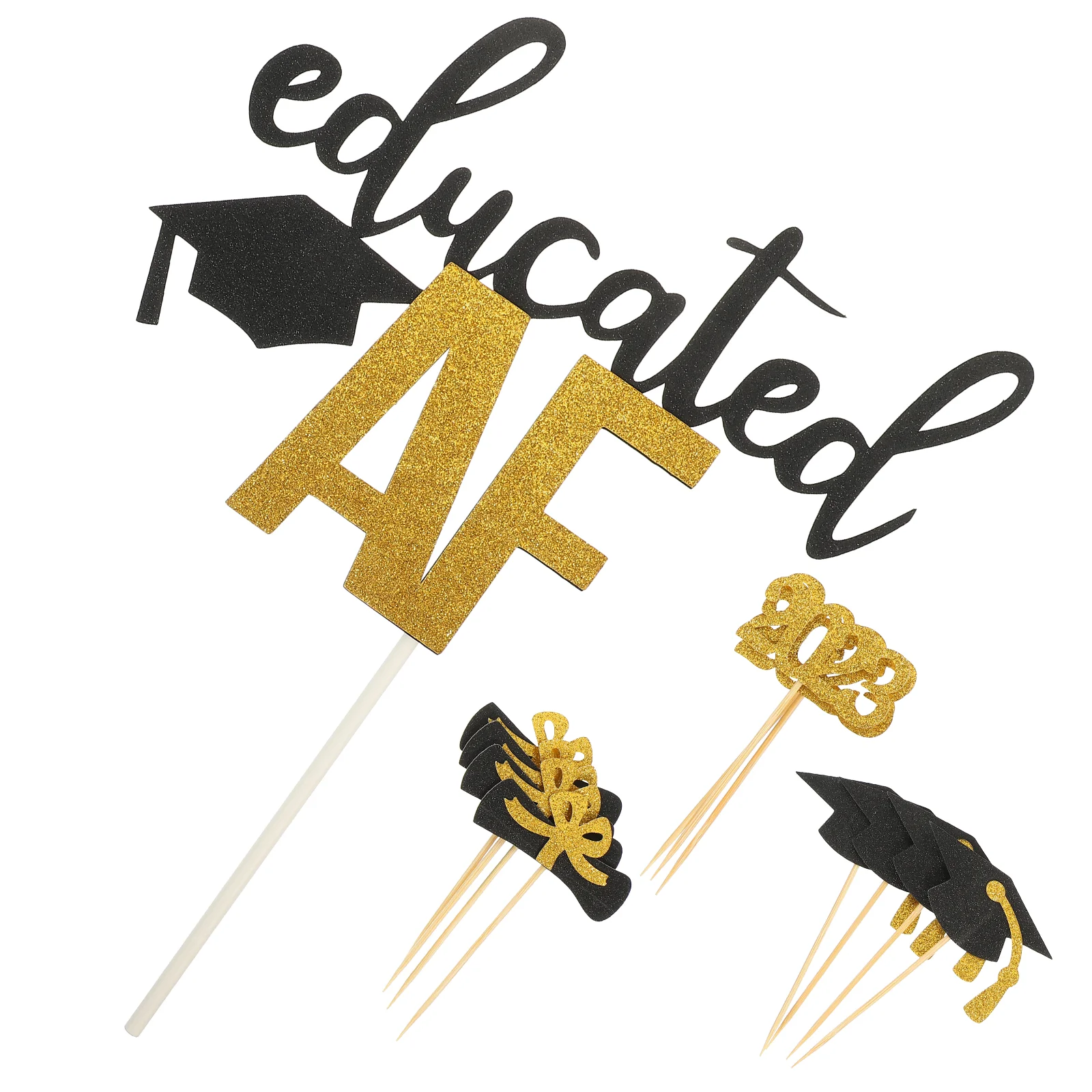 

13pcs Glitter Graduation Theme Party Creative Decorative Cupcake Toppers Cupcake Ornaments Graduation Congrats Pick