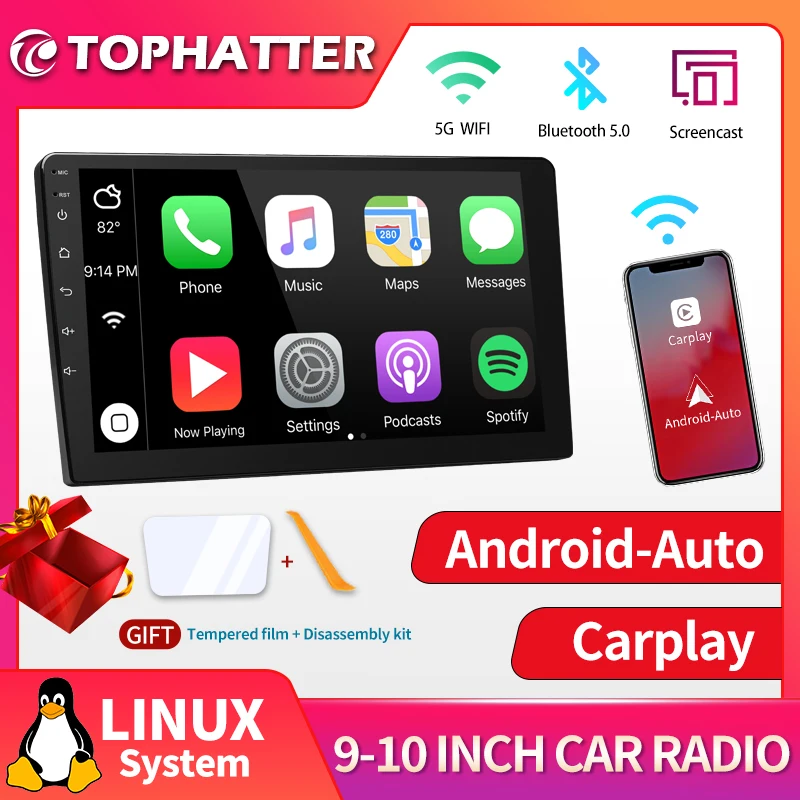 

Автомобильный радиоприемник для Carplay, Android, 2 Din, стерео, GPS-навигация, мультимедийный стерео MP5 плеер, универсальный