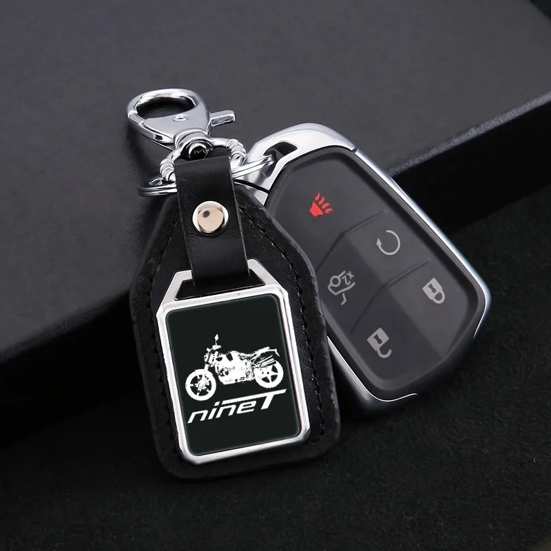 

motorcycle metal leather keychain keyring mirror custom engraved logo for BMW Motorrad R Nine T Pure Nine-T Accessories