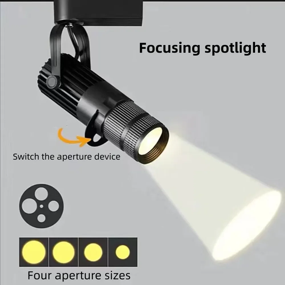 Фото Светодиодный проектор с логотипом фокусировки, театральный сценический зум, прожекторы, промышленные светильники гобо, компания, ресторан, магазин, свадебные трековые светильники №2