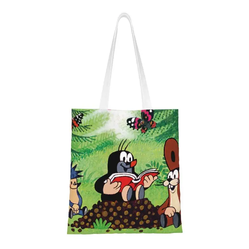 

Kawaii Print The Mole Shopping Tote Bags Durable Canvas Shoulder Shopper Czech Cartoon Comics Krtek Mole Handbag